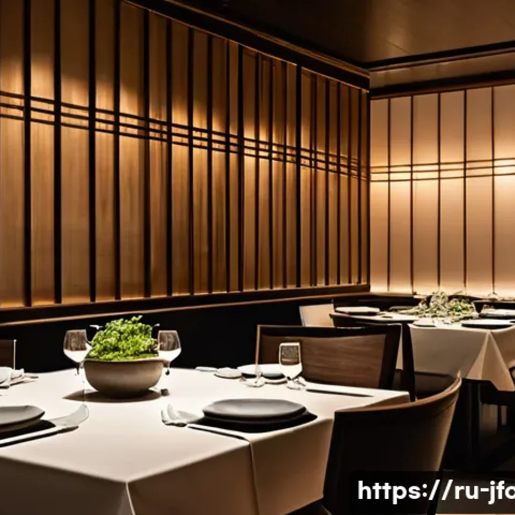일본 고급 레스토랑 리뷰 - **"A beautifully designed, high-end Japanese restaurant interior with a serene and intimate ambiance...