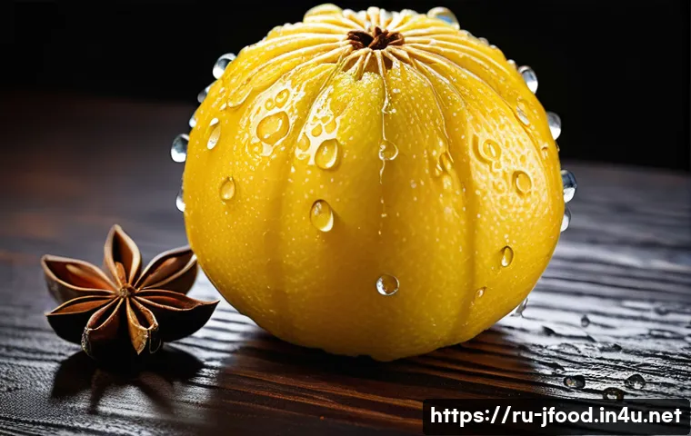 유자 소스 활용법 - **Exotic Yuzu Aroma in a Culinary Setting:** A close-up, high-resolution studio shot of a perfectly ...