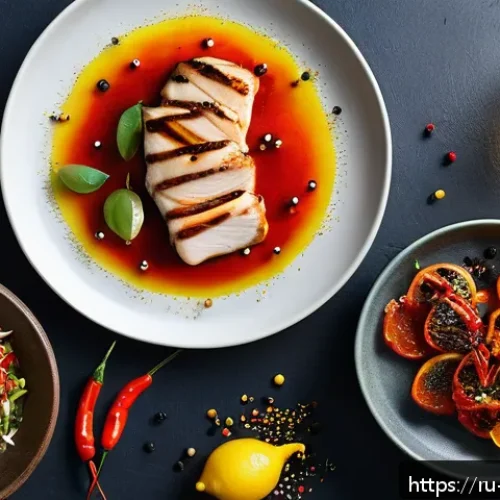 유자 후추 활용법 - A vibrant culinary scene featuring a rustic wooden table set with a variety of dishes highlighting t...