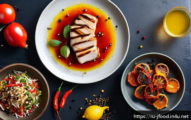 유자 후추 활용법 - A vibrant culinary scene featuring a rustic wooden table set with a variety of dishes highlighting t...